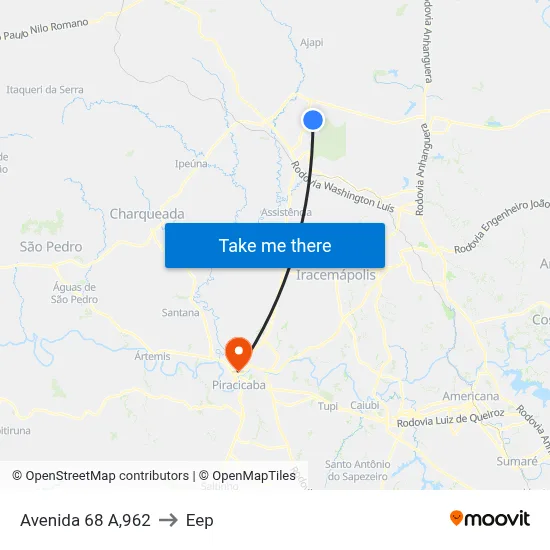 Avenida 68 A,962 to Eep map