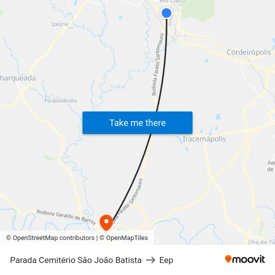 Parada Cemitério São João Batista to Eep map