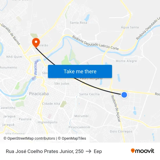 Rua José Coelho Prates Junior, 250 to Eep map