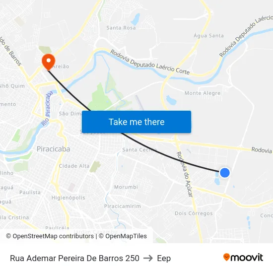 Rua Ademar Pereira De Barros 250 to Eep map