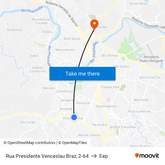 Rua Presidente Venceslau Braz, 2-64 to Eep map