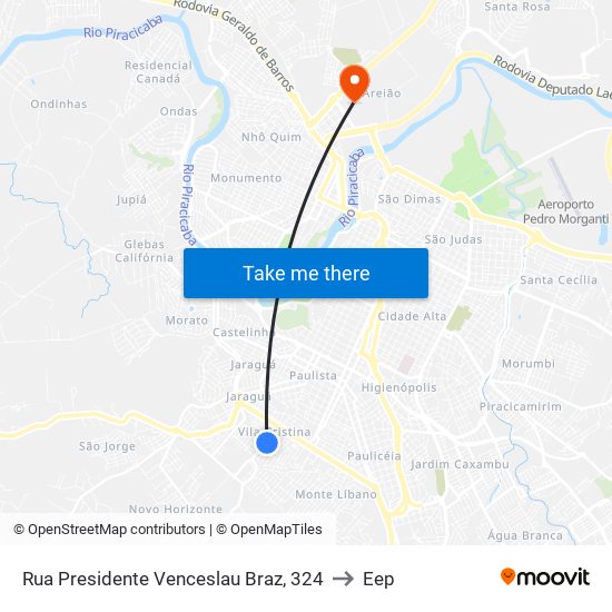 Rua Presidente Venceslau Braz, 324 to Eep map