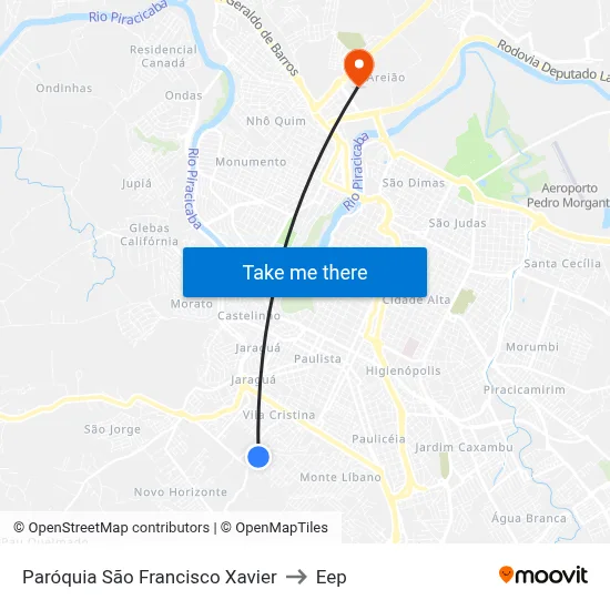 Paróquia São Francisco Xavier to Eep map