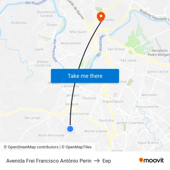 Avenida Frei Francisco Antônio Perin to Eep map