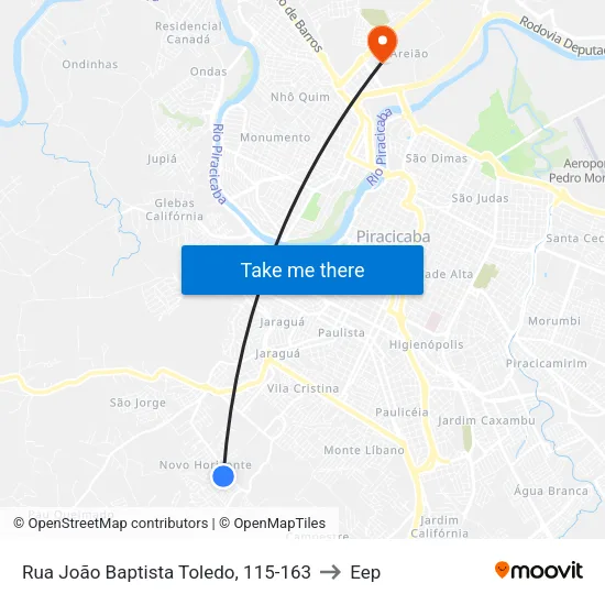 Rua João Baptista Toledo, 115-163 to Eep map