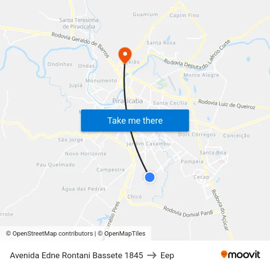 Avenida Edne Rontani Bassete 1845 to Eep map