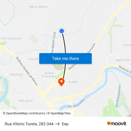 Rua Vitório Tureta, 282-344 to Eep map