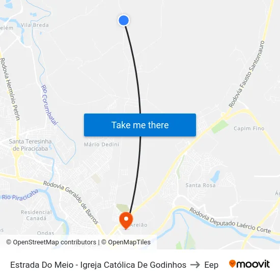 Estrada Do Meio - Igreja Católica De Godinhos to Eep map