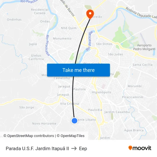 Parada U.S.F. Jardim Itapuã II to Eep map