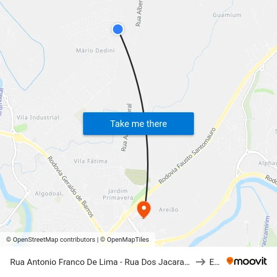 Rua Antonio Franco De Lima - Rua Dos Jacarandás to Eep map