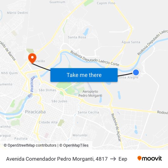 Avenida Comendador Pedro Morganti, 4817 to Eep map