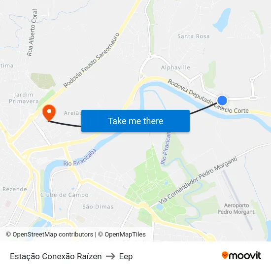 Estação Conexão Raízen to Eep map