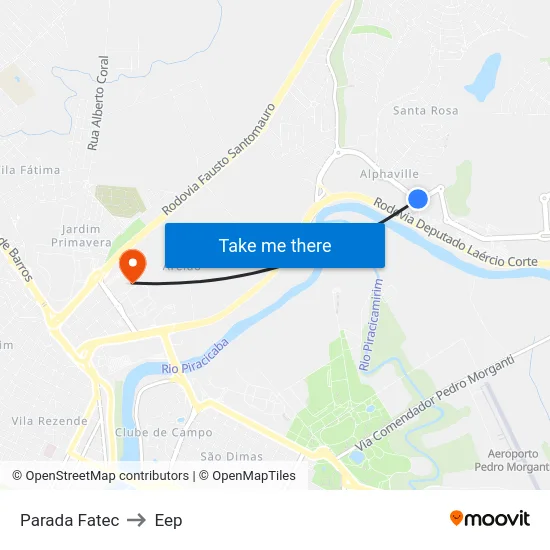 Parada Fatec to Eep map