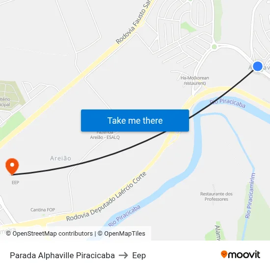 Parada Alphaville Piracicaba to Eep map
