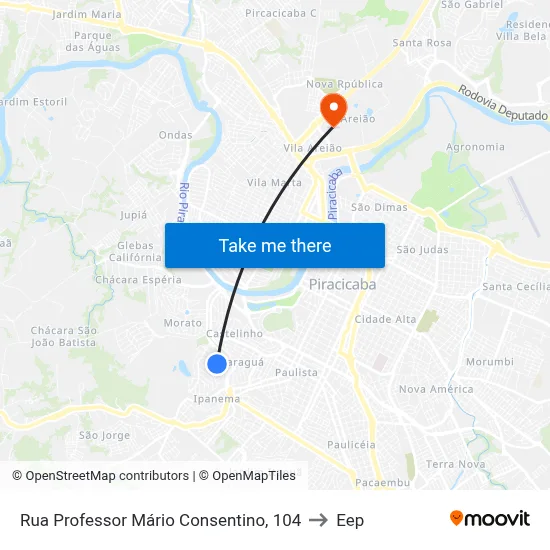 Rua Professor Mário Consentino, 104 to Eep map