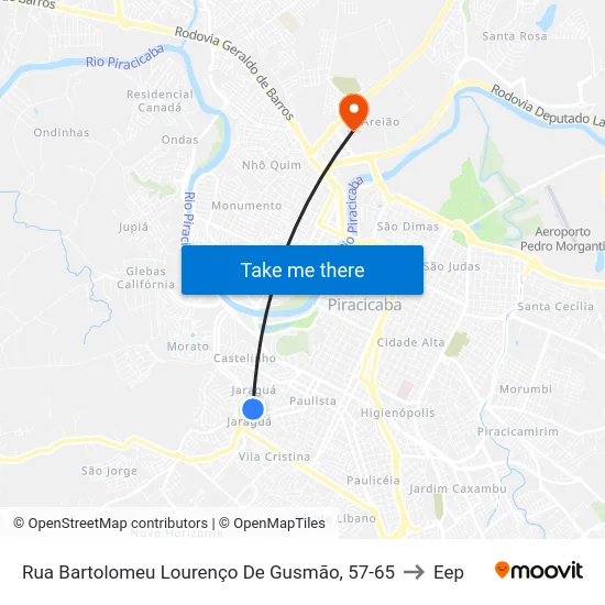 Rua Bartolomeu Lourenço De Gusmão, 57-65 to Eep map
