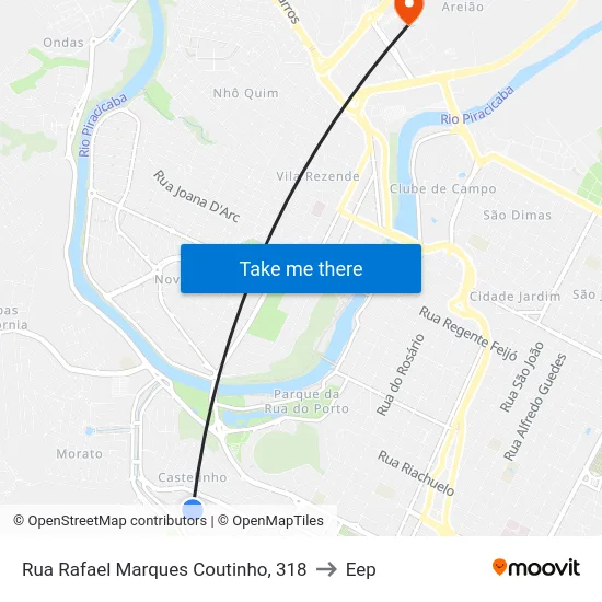 Rua Rafael Marques Coutinho, 318 to Eep map