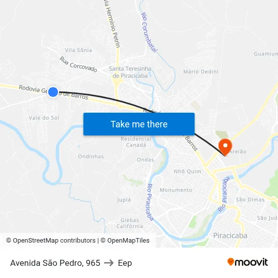 Avenida São Pedro, 965 to Eep map
