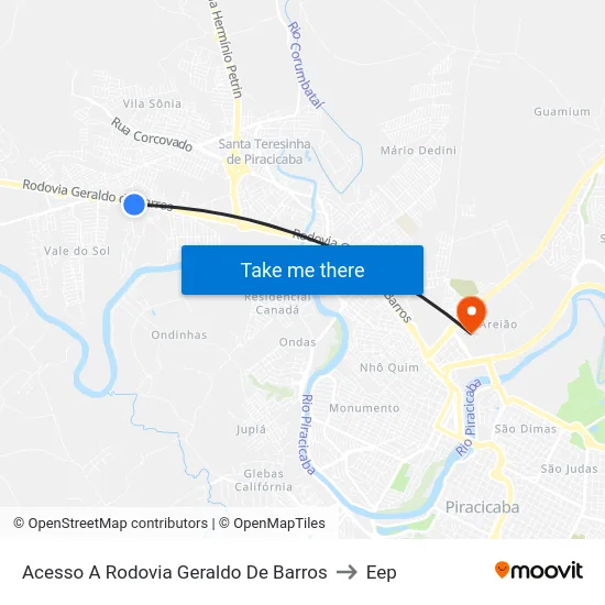 Acesso A Rodovia Geraldo De Barros to Eep map