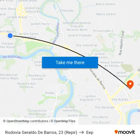Rodovia Geraldo De Barros, 23 (Repir) to Eep map