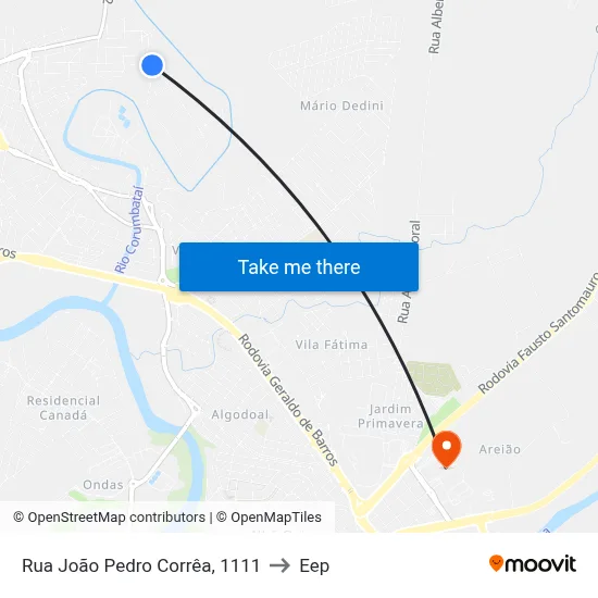 Rua João Pedro Corrêa, 1111 to Eep map
