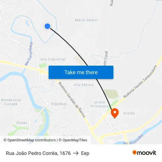Rua João Pedro Corrêa, 1676 to Eep map