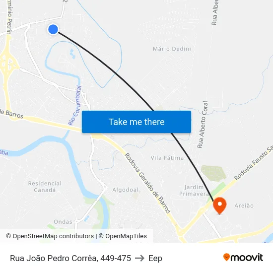 Rua João Pedro Corrêa, 449-475 to Eep map