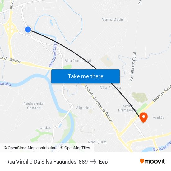 Rua Virgílio Da Silva Fagundes, 889 to Eep map