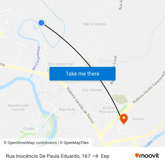 Rua Inocêncio De Paula Eduardo, 167 to Eep map