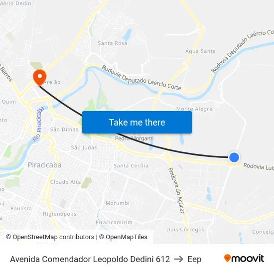 Avenida Comendador Leopoldo Dedini 612 to Eep map