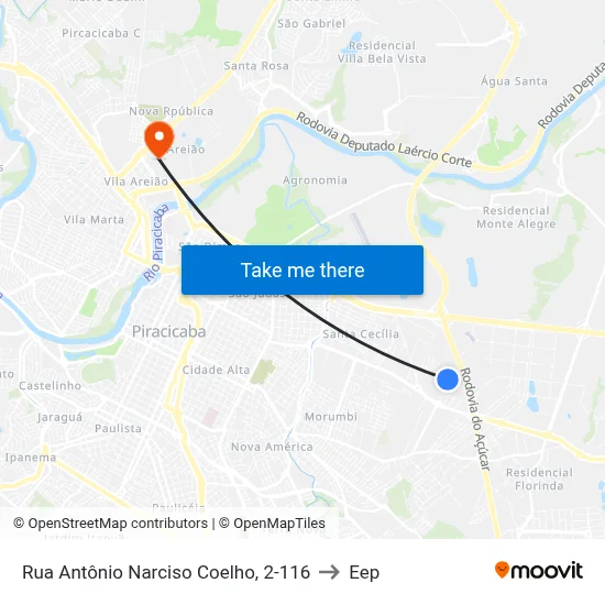 Rua Antônio Narciso Coelho, 2-116 to Eep map