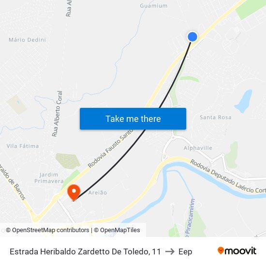 Estrada Heribaldo Zardetto De Toledo, 11 to Eep map