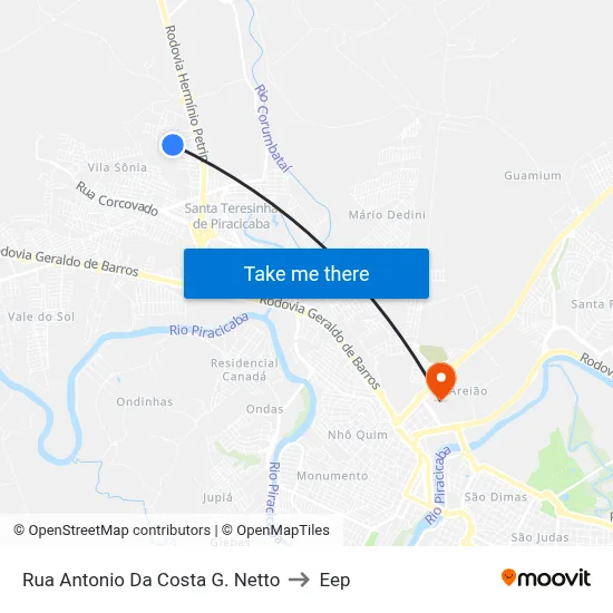 Rua Antonio Da Costa G. Netto to Eep map