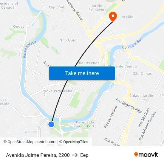 Avenida Jaime Pereira, 2200 to Eep map