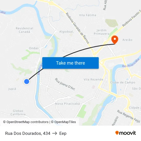 Rua Dos Dourados, 434 to Eep map