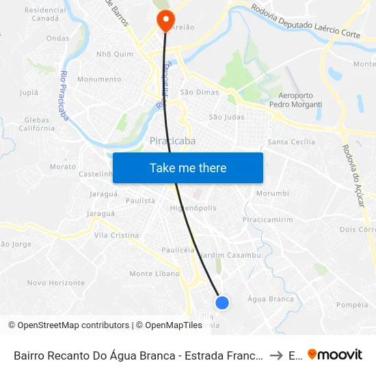 Bairro Recanto Do Água Branca - Estrada Francisco Luiz Rasera, 547 to Eep map