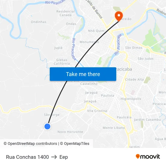 Rua Conchas 1400 to Eep map