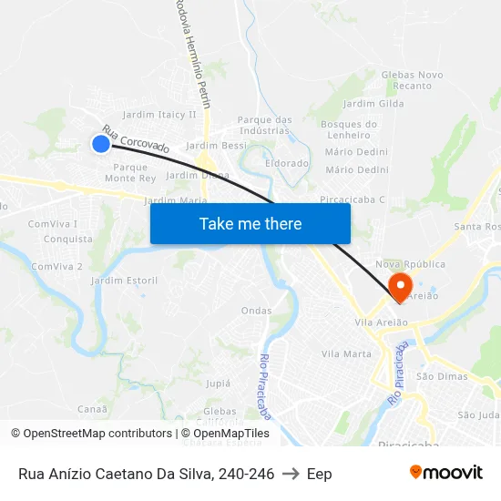 Rua Anízio Caetano Da Silva, 240-246 to Eep map