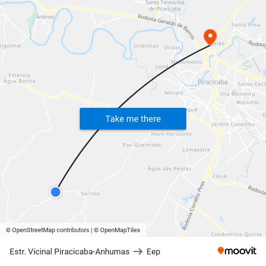 Estr. Vicinal Piracicaba-Anhumas to Eep map