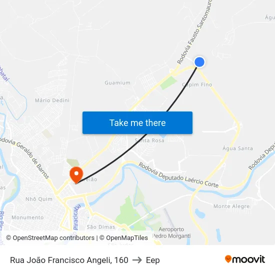 Rua João Francisco Angeli, 160 to Eep map