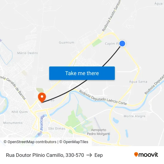 Rua Doutor Plínio Camillo, 330-570 to Eep map