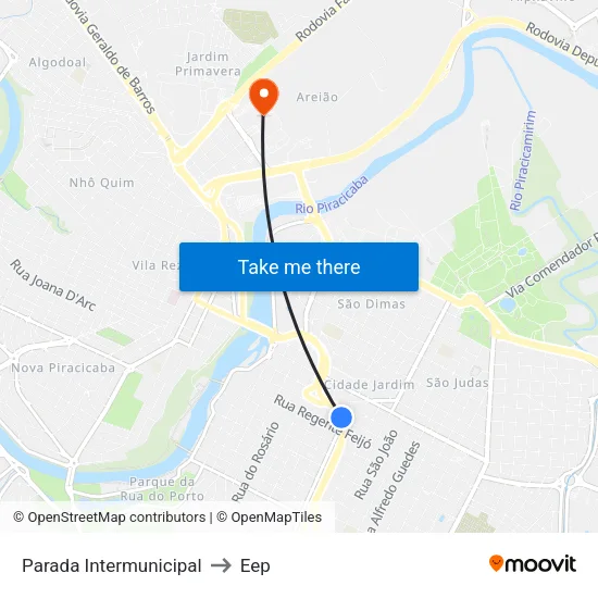 Parada Intermunicipal to Eep map