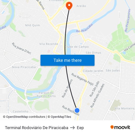 Terminal Rodoviário De Piracicaba to Eep map