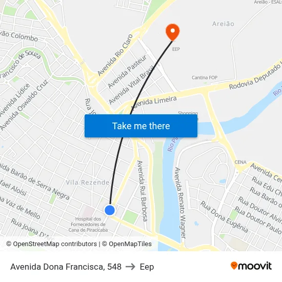 Avenida Dona Francisca, 548 to Eep map