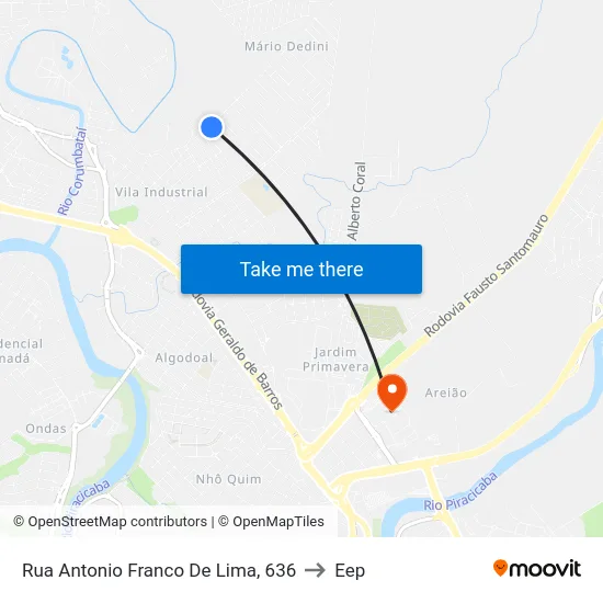 Rua Antonio Franco De Lima, 636 to Eep map