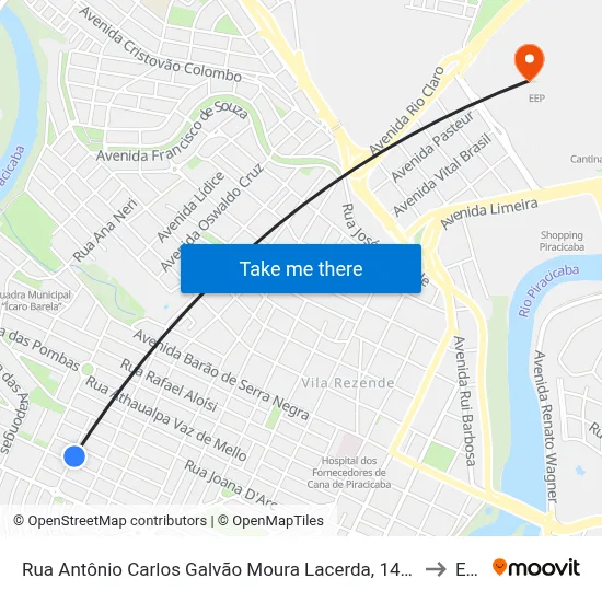 Rua Antônio Carlos Galvão Moura Lacerda, 147-205 to Eep map