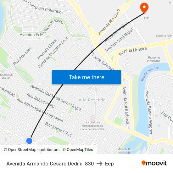 Avenida Armando Césare Dedini, 830 to Eep map