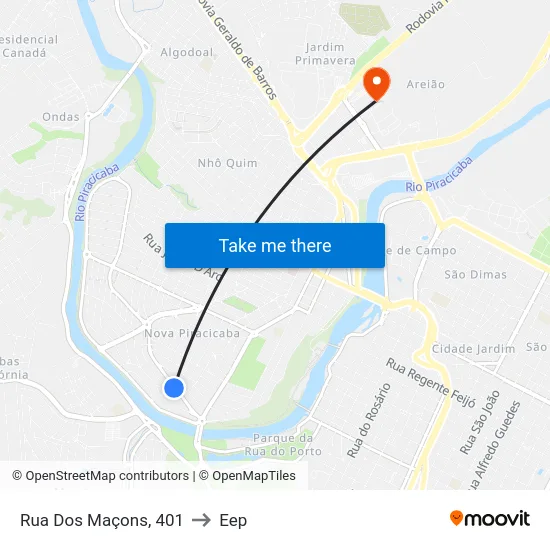 Rua Dos Maçons, 401 to Eep map