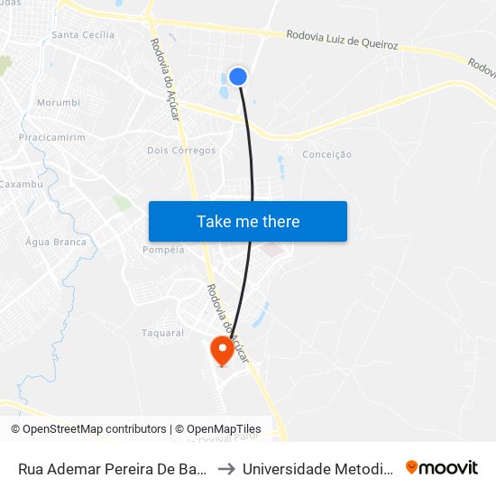Rua Ademar Pereira De Barros, 1-257 - Requiph to Universidade Metodista De Piracicaba map