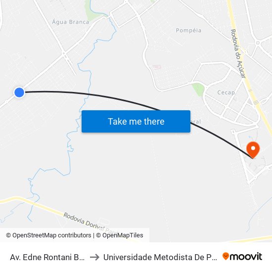 Av. Edne Rontani Bassete to Universidade Metodista De Piracicaba map